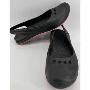 Crocs Kadee Ballet Flats Rubber Slip‎ On Black Women's Size 10